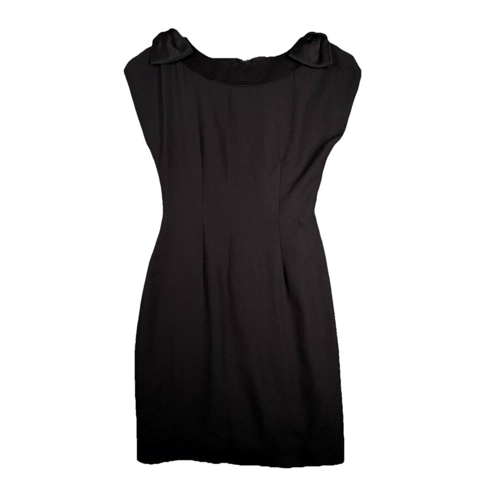 Ann Taylor Dress Womens 2 Black Sheath Bows Feminine Neutral Party Casual Office